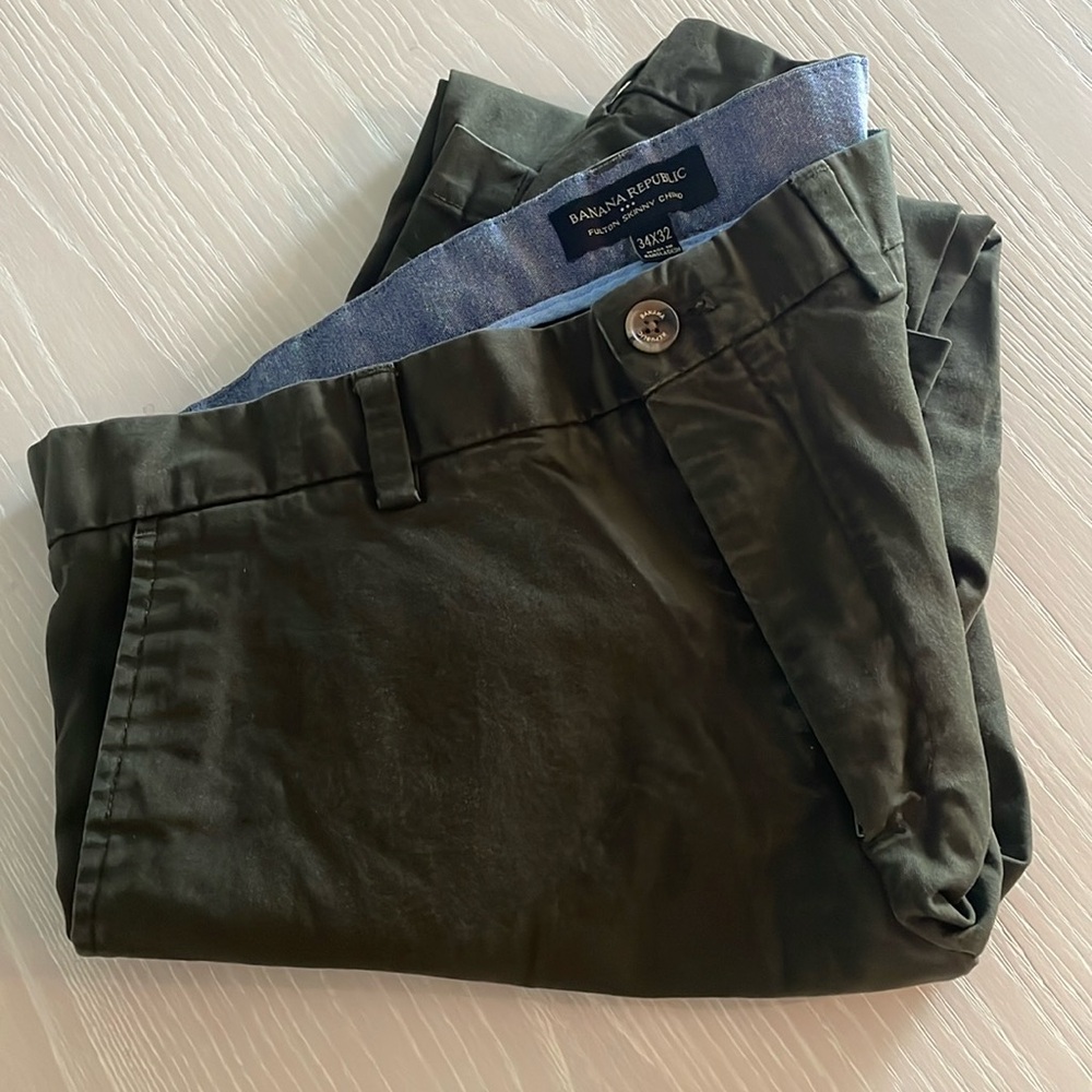 Olive green Banana Republic Fulton Skinny Chino